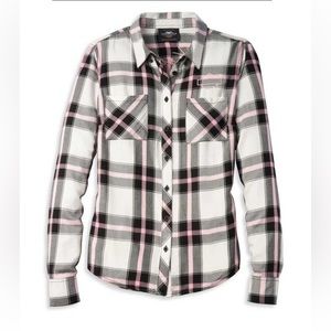 Harley-Davidson Script Font Laced Front Plaid Shirt